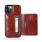 For iPhone 13 Pro Max Shockproof PU + TPU Protective Case with Card Slots & Holder (Brown) - 4
