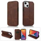 For iPhone 13 mini Strong Magnetic Closure PU + TPU Leather Case with Card Slots & Holder (Brown) - 1