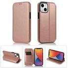 For iPhone 13 mini Strong Magnetic Closure PU + TPU Leather Case with Card Slots & Holder (Rose Gold) - 1