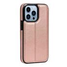 For iPhone 13 Pro Strong Magnetic Closure PU + TPU Leather Case with Card Slots & Holder (Rose Gold) - 2