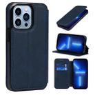 For iPhone 13 Pro Strong Magnetic Closure PU + TPU Leather Case with Card Slots & Holder (Blue) - 1