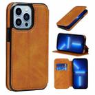 For iPhone 13 Pro Strong Magnetic Closure PU + TPU Leather Case with Card Slots & Holder (Khaki) - 1