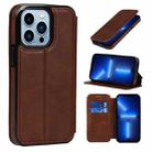 For iPhone 13 Pro Max Strong Magnetic Closure PU + TPU Leather Case with Card Slots & Holder (Brown) - 1