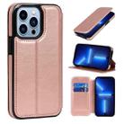 For iPhone 13 Pro Max Strong Magnetic Closure PU + TPU Leather Case with Card Slots & Holder (Rose Gold) - 1