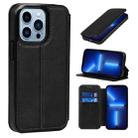 For iPhone 13 Pro Max Strong Magnetic Closure PU + TPU Leather Case with Card Slots & Holder (Black) - 1