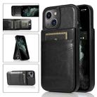 For iPhone 13 mini Solid Color PC + TPU Protective Case with Holder & Card Slots (Black) - 1