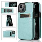 For iPhone 13 mini Solid Color PC + TPU Protective Case with Holder & Card Slots (Green) - 1
