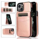 For iPhone 13 mini Solid Color PC + TPU Protective Case with Holder & Card Slots (Rose Gold) - 1
