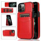 For iPhone 13 Pro Solid Color PC + TPU Protective Case with Holder & Card Slots (Red) - 1
