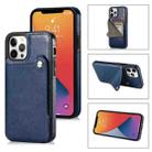 For iPhone 13 mini Pure Color Oblique Card PU + TPU Protective Case with Card Sot & Holder (Blue) - 1
