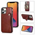 For iPhone 13 Pro Max Pure Color Oblique Card PU + TPU Protective Case with Card Sot & Holder (Brown) - 1