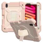 For iPad mini 6 Shockproof PC + Silicone Combination Tablet Case with Holder & Hand Strap & Shoulder Strap(Rose Gold) - 1