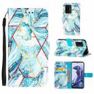 For Xiaomi Mi 11T Marble Stitching Horizontal Flip PU Leather Case with Holder & Card Slots & Wallet & Lanyard(Blue) - 1