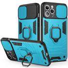 For iPhone 13 mini Sliding Camera Cover Design TPU + PC Shockproof Case with Ring Holder (Sky Blue) - 1