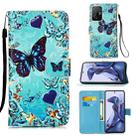 For Xiaomi Mi 11T Colored Drawing Pattern Plain Weave Horizontal Flip Leather Case with Holder & Card Slot & Wallet & Lanyard(Caring Butterfly) - 1