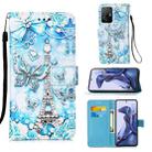 For Xiaomi Mi 11T Colored Drawing Pattern Plain Weave Horizontal Flip Leather Case with Holder & Card Slot & Wallet & Lanyard(Tower Butterfly) - 1