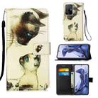 For Xiaomi Redmi 10 Colored Drawing Pattern Plain Weave Horizontal Flip Leather Case with Holder & Card Slot & Wallet & Lanyard(Cat Looking) - 1