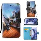 For Xiaomi Redmi 10 Colored Drawing Pattern Plain Weave Horizontal Flip Leather Case with Holder & Card Slot & Wallet & Lanyard(Mirror Cat) - 1