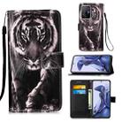 For Xiaomi Redmi 10 Colored Drawing Pattern Plain Weave Horizontal Flip Leather Case with Holder & Card Slot & Wallet & Lanyard(Black And White Tiger) - 1