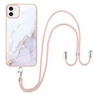 For iPhone 11 Electroplating Marble Pattern IMD TPU Shockproof Case with Neck Lanyard (White 006) - 1