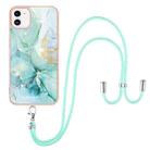 For iPhone 11 Electroplating Marble Pattern IMD TPU Shockproof Case with Neck Lanyard (Green 003) - 1