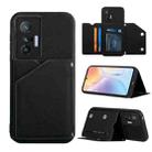 For vivo X70 Skin Feel PU + TPU + PC Back Cover Shockproof Case with Card Slots & Holder & Photo Frame(Black) - 1