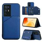 For vivo X70 Pro+ Skin Feel PU + TPU + PC Back Cover Shockproof Case with Card Slots & Holder & Photo Frame(Blue) - 1