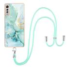 For LG Velvet 4G / 5G / G9 Electroplating Marble Pattern IMD TPU Shockproof Case with Neck Lanyard(Green 003) - 1