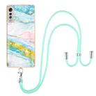 For LG Velvet 4G / 5G / G9 Electroplating Marble Pattern IMD TPU Shockproof Case with Neck Lanyard(Green 004) - 1