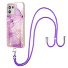 For Motorola Edge 20 Lite Electroplating Marble Pattern IMD TPU Shockproof Case with Neck Lanyard(Purple 001) - 1