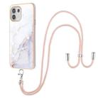 For Motorola Edge 20 Lite Electroplating Marble Pattern IMD TPU Shockproof Case with Neck Lanyard(White 006) - 1