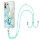 For Motorola Edge 20 Lite Electroplating Marble Pattern IMD TPU Shockproof Case with Neck Lanyard(Green 003) - 1