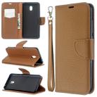 For Xiaomi Redmi  8A Litchi Texture Pure Color Horizontal Flip PU Leather Case with Holder & Card Slots & Wallet & Lanyard(Brown) - 1