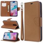 For Xiaomi Redmi  8 Litchi Texture Pure Color Horizontal Flip PU Leather Case with Holder & Card Slots & Wallet & Lanyard(Brown) - 1