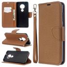 For Nokia 6.2/ 7.2 Litchi Texture Pure Color Horizontal Flip PU Leather Case with Holder & Card Slots & Wallet & Lanyard(Brown) - 1