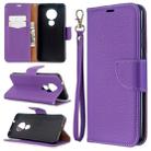 For Nokia 6.2/ 7.2 Litchi Texture Pure Color Horizontal Flip PU Leather Case with Holder & Card Slots & Wallet & Lanyard(Purple) - 1