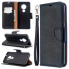 For Nokia 6.2/ 7.2 Litchi Texture Pure Color Horizontal Flip PU Leather Case with Holder & Card Slots & Wallet & Lanyard(Black) - 1