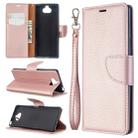 For Sony Xperia 20 Litchi Texture Pure Color Horizontal Flip PU Leather Case with Holder & Card Slots & Wallet & Lanyard(Rose Gold) - 1