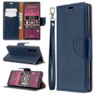For Sony Xperia 5 / XZ5 Litchi Texture Pure Color Horizontal Flip PU Leather Case with Holder & Card Slots & Wallet & Lanyard(Dark Blue) - 1