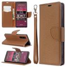 For Sony Xperia 5 / XZ5 Litchi Texture Pure Color Horizontal Flip PU Leather Case with Holder & Card Slots & Wallet & Lanyard(Brown) - 1