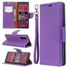 For Sony Xperia 5 / XZ5 Litchi Texture Pure Color Horizontal Flip PU Leather Case with Holder & Card Slots & Wallet & Lanyard(Purple) - 1