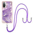 For Xiaomi Redmi Note 10 Pro/Note 10 Pro Max Electroplating Marble Pattern IMD TPU Shockproof Case with Neck Lanyard(Purple 002) - 1