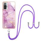 For Xiaomi Redmi Note 10 Pro/Note 10 Pro Max Electroplating Marble Pattern IMD TPU Shockproof Case with Neck Lanyard(Purple 001) - 1