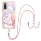 For Xiaomi Redmi Note 10 Pro/Note 10 Pro Max Electroplating Marble Pattern IMD TPU Shockproof Case with Neck Lanyard(Rose Gold 005) - 1