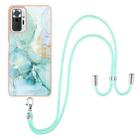 For Xiaomi Redmi Note 10 Pro/Note 10 Pro Max Electroplating Marble Pattern IMD TPU Shockproof Case with Neck Lanyard(Green 003) - 1