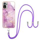 For Xiaomi Redmi Note 10s / Note 10 4G Electroplating Marble Pattern IMD TPU Shockproof Case with Neck Lanyard(Purple 001) - 1