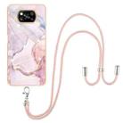 For Xiaomi Poco X3 NFC Electroplating Marble Pattern IMD TPU Shockproof Case with Neck Lanyard(Rose Gold 005) - 1