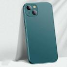 AG Matte Glass Liquid Silicone Skin Feel Magsafe Phone Case For iPhone 13 mini(Dark Green) - 1