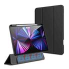 For iPad Pro 11 2022 / 2021 DUX DUCIS Strong Magnetic Series Horizontal Flip Magnetic PU + TPU + PC Leather Tablet Case with Three-folding Holder & Pen Slot(Black) - 1