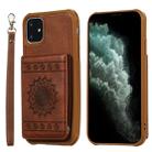 For iPhone 11 Sunflower Embossing Pattern PU + TPU Case with Holder & Card Slots & Photo Frame & Lanyard(Coffee) - 1